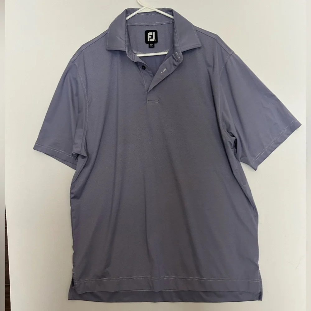 FootJoy ProDry Performance golf polo shirt in a blue and white stripe L